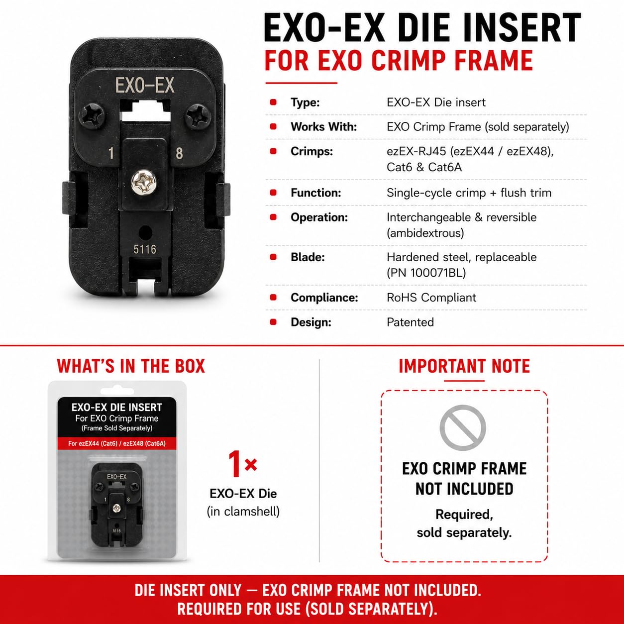 Amazon.com: Platinum Tools 100071C Exo-EX Die For Exo Crimp Frame